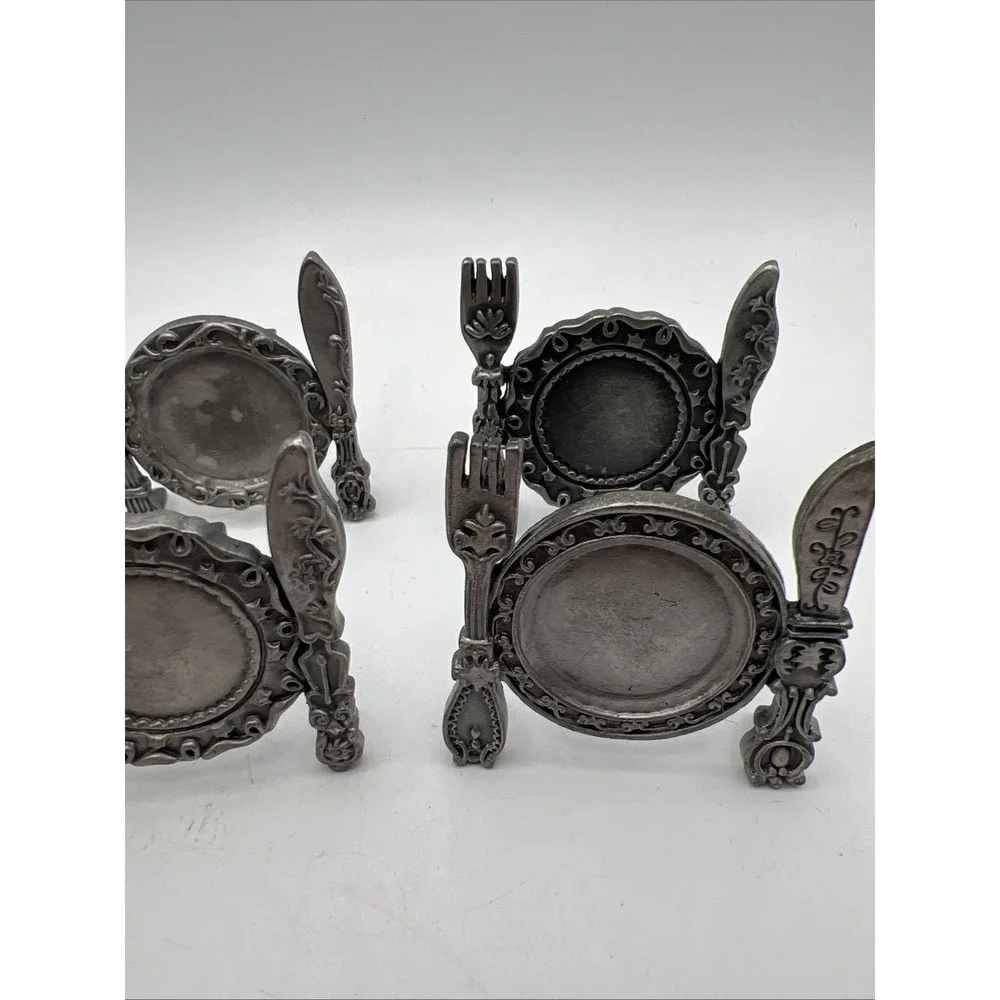 X6 Vintage Milan & Louis Pewter Place Card Holders-Table Setting Design 1 Broken